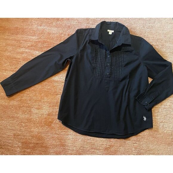 U.S. Polo Assn. Women's Long Sleeve Stretch Black Cotton Pullover Shirt Size XL - Picture 1 of 9